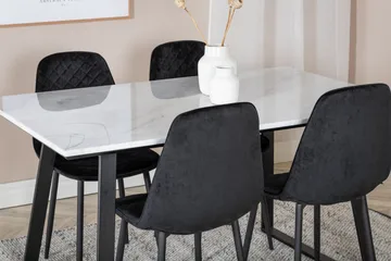 Admira Spisegruppe 140 cm inkl. 4 Ypas Stoler - Marmor/Hvit/Svart - Møbler - Bord - Spisegruppe