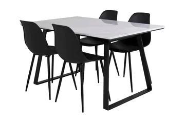 Admira Spisegruppe 140 cm inkl. 4 Ypas Stoler - Marmor/Hvit/Svart - Møbler - Bord - Spisegruppe