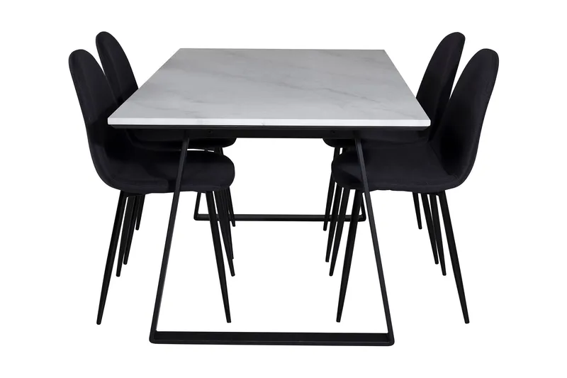 Admira Spisegruppe 140 cm inkl. 4 Ypas Stoler - Marmor/Hvit/Svart - Møbler - Bord - Spisegruppe