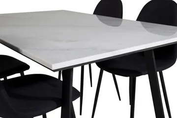 Admira Spisegruppe 140 cm inkl. 4 Ypas Stoler - Marmor/Hvit/Svart - Møbler - Bord - Spisegruppe