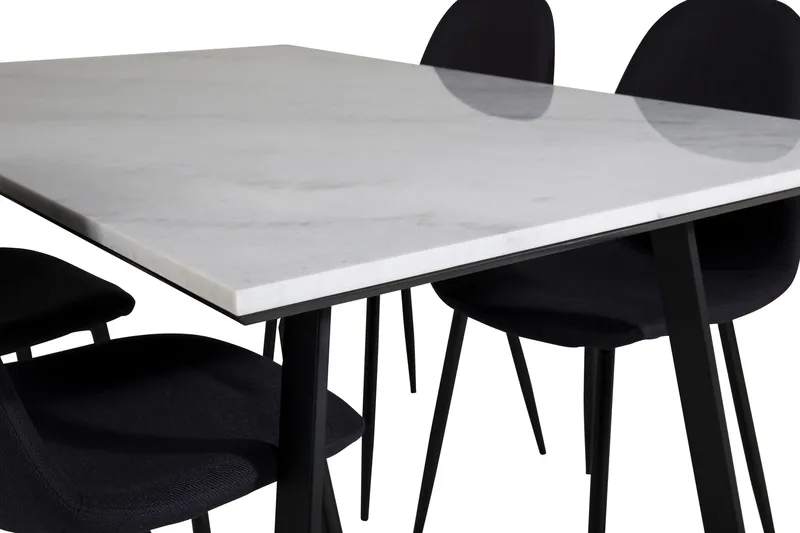 Admira Spisegruppe 140 cm inkl. 4 Ypas Stoler - Marmor/Hvit/Svart - Møbler - Bord - Spisegruppe
