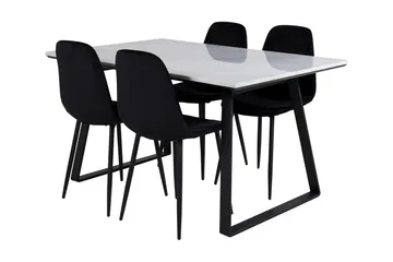 Admira Spisegruppe 140 cm inkl. 4 Ypas Stoler - Marmor/Hvit/Svart - Møbler - Bord - Spisegruppe