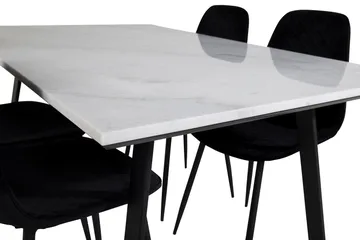 Admira Spisegruppe 140 cm inkl. 4 Ypas Stoler - Marmor/Hvit/Svart - Møbler - Bord - Spisegruppe