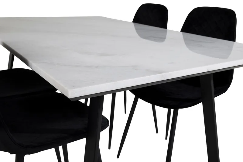 Admira Spisegruppe 140 cm inkl. 4 Ypas Stoler - Marmor/Hvit/Svart - Møbler - Bord - Spisegruppe