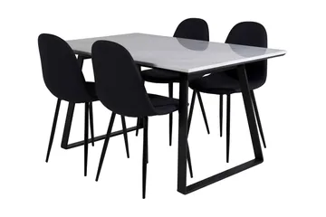 Admira Spisegruppe 140 cm inkl. 4 Ypas Stoler - Marmor/Hvit/Svart - Møbler - Bord - Spisegruppe