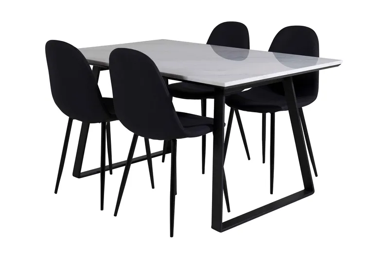 Admira Spisegruppe 140 cm inkl. 4 Ypas Stoler, Marmor/Hvit/Svart