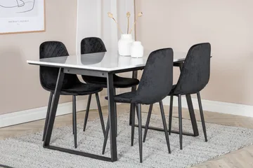Admira Spisegruppe 140 cm inkl. 4 Ypas Stoler - Marmor/Hvit/Svart - Møbler - Bord - Spisegruppe