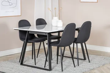 Admira Spisegruppe 140 cm inkl. 4 Ypas Stoler - Marmor/Hvit/Svart - Møbler - Bord - Spisegruppe
