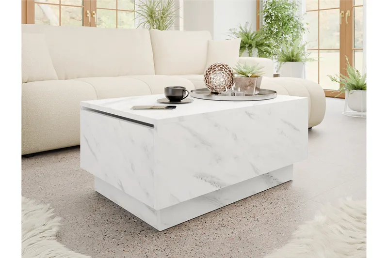 Adrianah Sofabord 90 cm - Hvit - Møbler - Bord - Sofabord & salongbord