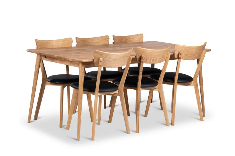 Alborg spisegruppe 180 cm med 6 Eksjö stoler i massivt tre