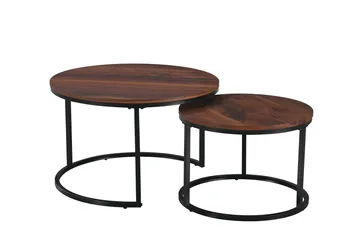 Alex Satsbord Runt Valnöt/Svart - Møbler - Bord - Sofabord & salongbord