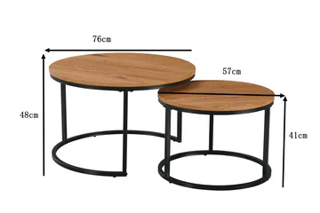 Alex settbord 76 cm rundt - Eik/Svart - Møbler - Bord - Sofabord & salongbord