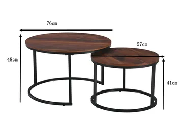 Alex settbord 76 cm rundt - Valnøtt/Svart - Møbler - Bord - Sofabord & salongbord