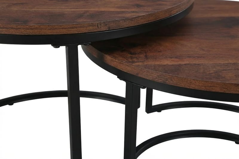 Alex settbord 76 cm rundt - Valnøtt/Svart - Møbler - Bord - Sofabord & salongbord