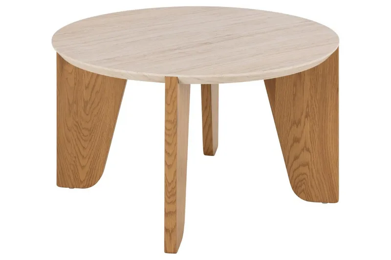 Alkha Rundt Sofabord 80 cm i Stein med Tre Ben, Beige