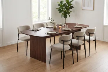 Alma rektangulært spisebord 220 × 100 cm finer - Valnøtt - Møbler - Bord - Spisebord & kjøkkenbord
