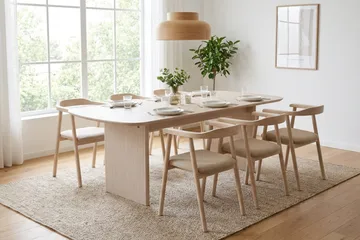 Alma rektangulært spisebord 220x100 cm finér - Hvitlasert - Møbler - Bord - Spisebord & kjøkkenbord