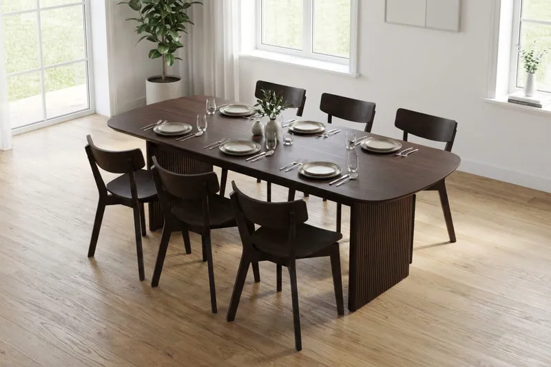 Alma rektangulært spisebord 220x100 cm finér - Røkt eik - Møbler - Bord - Spisebord & kjøkkenbord