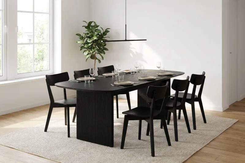Alma rektangulært spisebord 220x100 cm finér - Svartbeiset eik - Møbler - Bord - Spisebord & kjøkkenbord