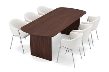 Alma spisegruppe, rektangulær 180 cm, med 6 Filip spisestoler - Valnøtt - Møbler - Bord - Spisegruppe