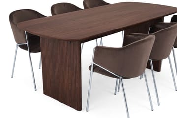 Alma spisegruppe, rektangulær 180 cm, med 6 Filip spisestoler - Valnøtt - Møbler - Bord - Spisegruppe