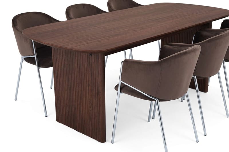 Alma spisegruppe, rektangulær 180 cm, med 6 Filip spisestoler - Valnøtt - Møbler - Bord - Spisegruppe