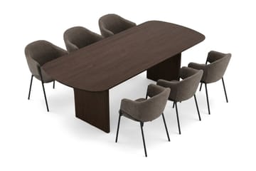 Alma spisegruppe, rektangulær 220 cm, med 6 Filip spisestoler - Røkt eik - Møbler - Bord - Spisegruppe