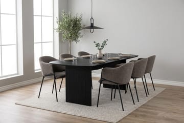 Alma spisegruppe, rektangulær 220 cm, med 6 Filip spisestoler - Svartbeiset eik - Møbler - Bord - Spisegruppe