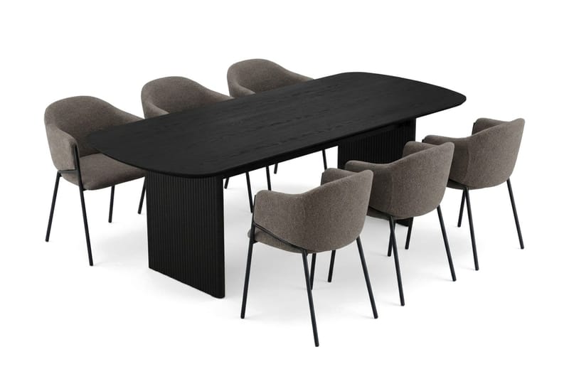 Alma spisegruppe, rektangulær 220 cm, med 6 Filip spisestoler - Svartbeiset eik - Møbler - Bord - Spisegruppe