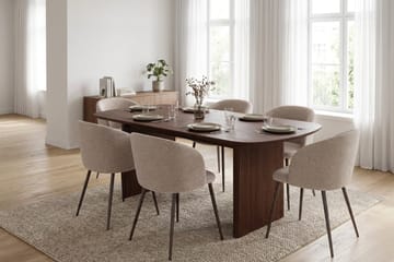Alma spisegruppe 180 cm rektangulær med 6 Greya spisestoler - Valnøtt - Møbler - Bord - Spisegruppe