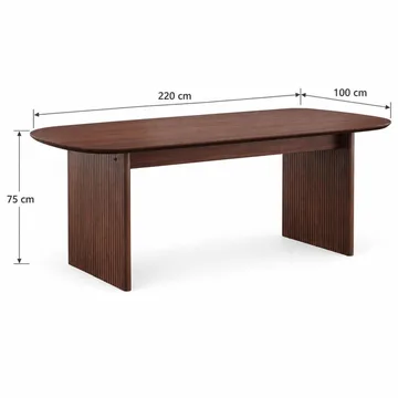 Alma spisegruppe med rektangulært bord på 220 cm i valnøtt og 6 Molly spisestoler - Valnøtt - Møbler - Bord - Spisegruppe
