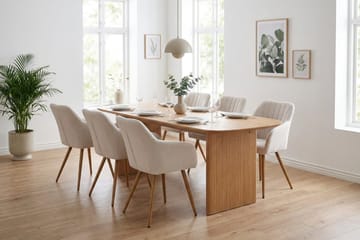 Alma spisegruppe rektangulær 180 cm eik med 6 Filippa spisestoler - Eik - Møbler - Bord - Spisegruppe