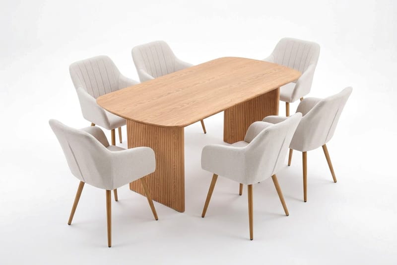 Alma spisegruppe rektangulær 180 cm eik med 6 Filippa spisestoler - Eik - Møbler - Bord - Spisegruppe