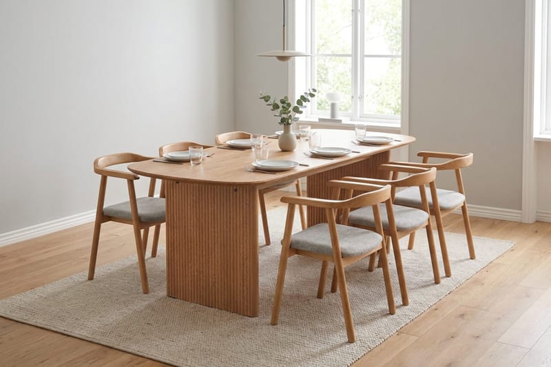 Alma spisegruppe rektangulær 180 cm eik med 6 Jolie spisestoler - Møbler - Bord - Spisegruppe