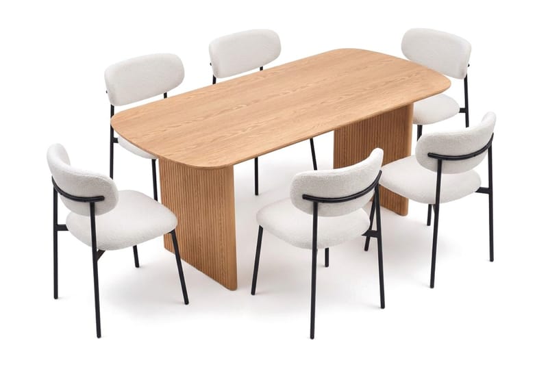Alma spisegruppe rektangulær 180 cm eik med 6 Lucy spisestoler - Eik - Møbler - Bord - Spisegruppe