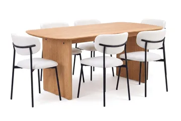 Alma spisegruppe rektangulær 180 cm eik med 6 Lucy spisestoler - Eik - Møbler - Bord - Spisegruppe