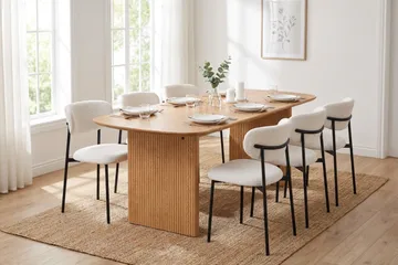 Alma spisegruppe rektangulær 180 cm eik med 6 Lucy spisestoler - Eik - Møbler - Bord - Spisegruppe