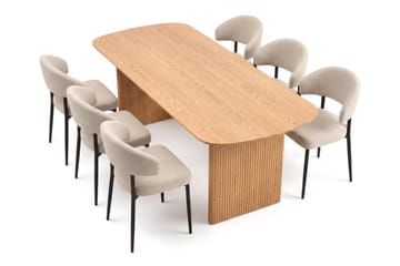 Alma spisegruppe rektangulær 180 cm eik med 6 Sawako spisestoler - Eik - Møbler - Bord - Spisegruppe