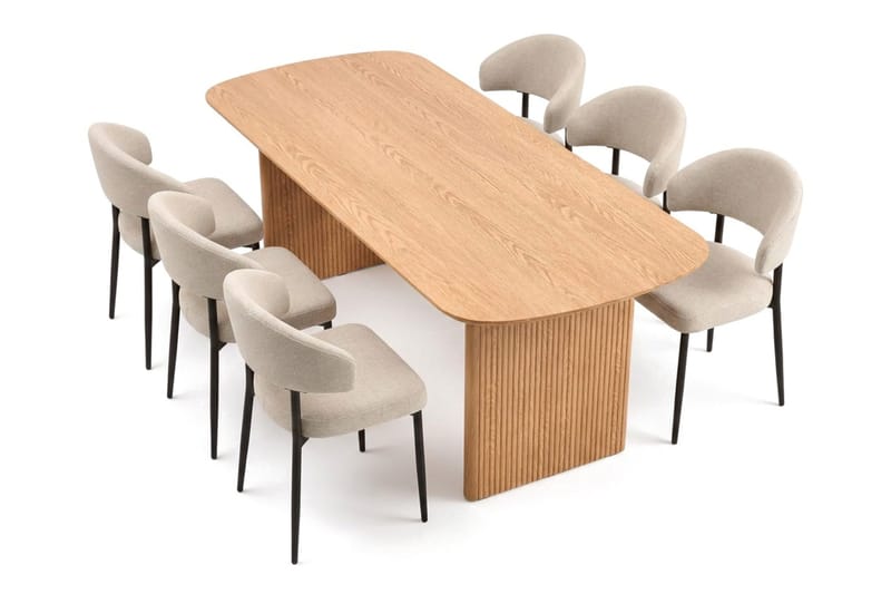 Alma spisegruppe rektangulær 180 cm eik med 6 Sawako spisestoler - Eik - Møbler - Bord - Spisegruppe