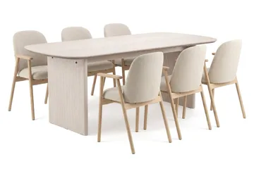 Alma Spisegruppe rektangulær 180 cm Hvitlasert med 6 Reciclar Spisestoler - Hvitlasert eik - Møbler - Bord - Spisegruppe