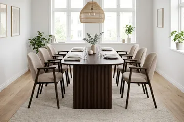 Alma spisegruppe rektangulær 180 cm røkt eik med 6 Reciclar spisestoler - Røkt eik - Møbler - Bord - Spisegruppe