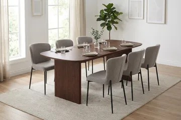 Alma spisegruppe rektangulær 180 cm valnøtt med 6 Elsie spisestoler - Valnøtt - Møbler - Bord - Spisegruppe