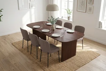 Alma spisegruppe rektangulær 180 cm valnøtt med 6 Elsie spisestoler - Valnøtt - Møbler - Bord - Spisegruppe