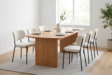 Alma spisegruppe rektangulær 220 cm eik med 6 Gemmiano spisestoler - Eik - Møbler - Bord - Spisegruppe