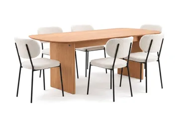 Alma spisegruppe rektangulær 220 cm eik med 6 Gemmiano spisestoler - Eik - Møbler - Bord - Spisegruppe