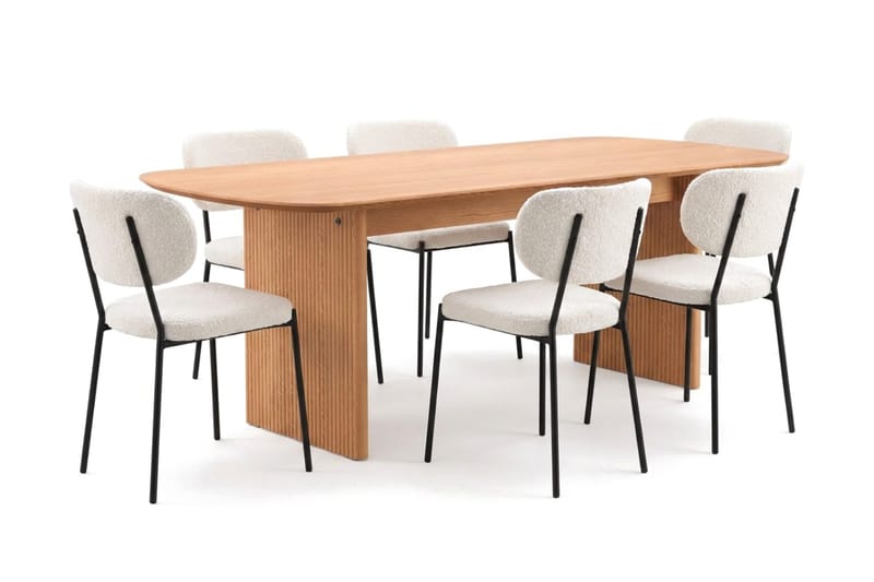 Alma spisegruppe rektangulær 220 cm eik med 6 Gemmiano spisestoler - Eik - Møbler - Bord - Spisegruppe