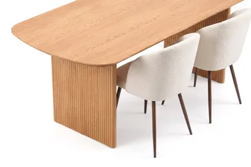 Alma spisegruppe rektangulær 220 cm eik med 6 Greya spisestoler - Eik - Møbler - Bord - Spisegruppe
