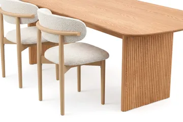 Alma spisegruppe rektangulær 220 cm eik med 6 Jaiveer spisestoler - Eik - Møbler - Bord - Spisegruppe