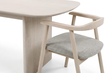 Alma spisegruppe rektangulær 220 cm hvitlasert med 6 Jolie spisestoler - Møbler - Bord - Spisegruppe