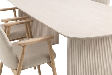 Alma Spisegruppe rektangulær 220 cm Hvitlasert med 6 Reciclar Spisestoler - Hvitlasert eik - Møbler - Bord - Spisegruppe